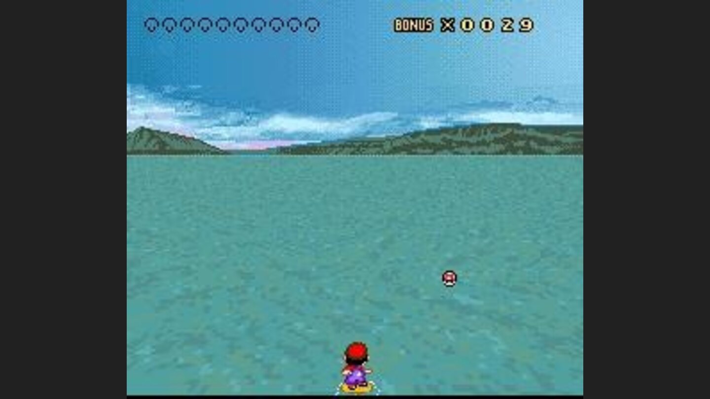 Before each historical stage, there is a surfing Mario stage, where you should collect ten mushrooms