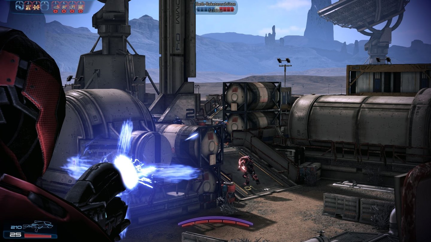 Mass Effect 3 - Koop-ModusGeth-Raketenschützen sind fiese Gegner, aber nichts, was ein Kroganer nicht umrennen kann.