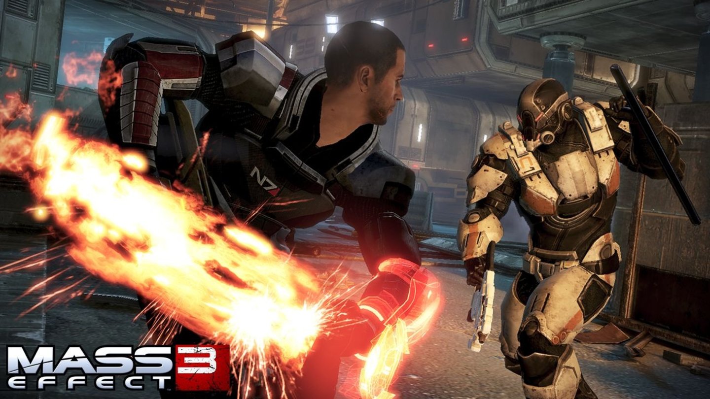 Mass Effect 3Mit seiner Omni-Blade teilt Shepard nun auch im Nahkampf ordentlich aus.