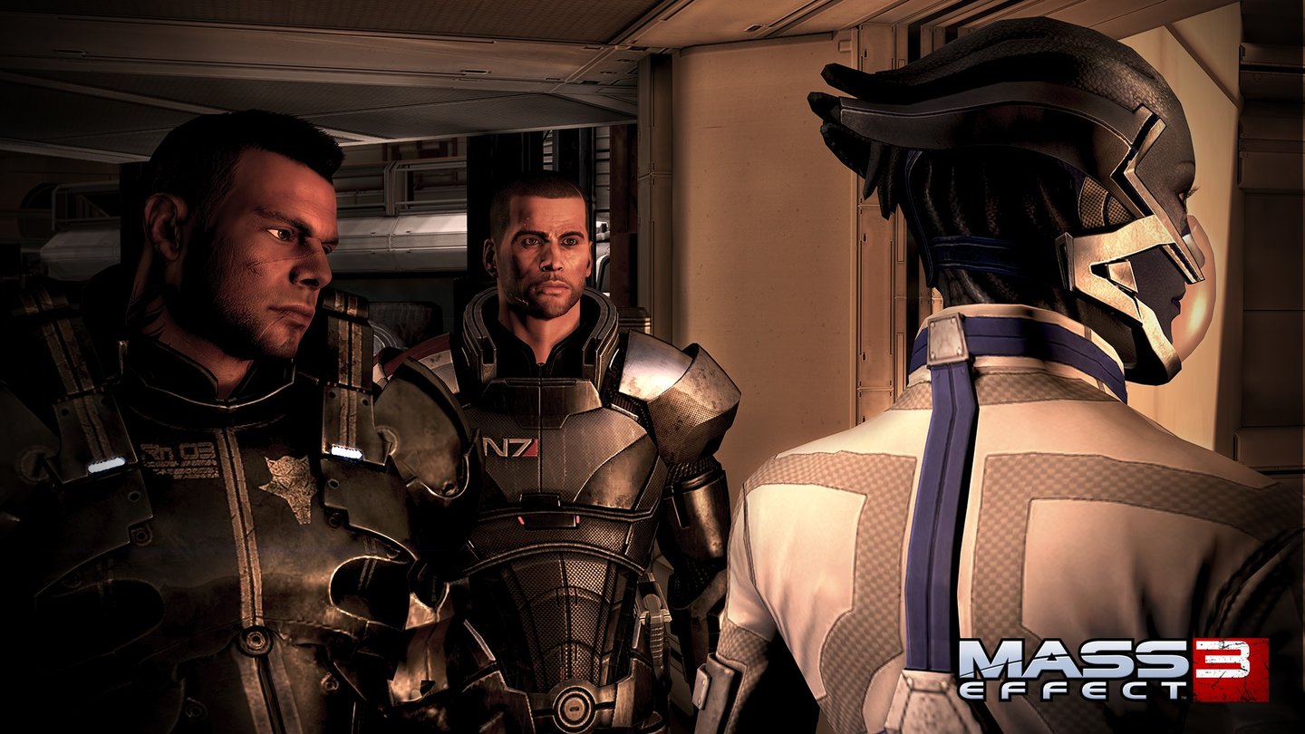 Mass Effect 3James Vega (l.) muss Platz für Liara (r.) machen.