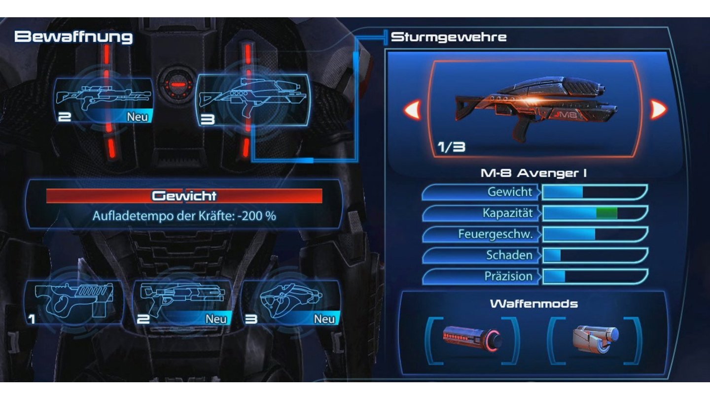 Mass Effect 3An Waffenstationen verbessern wir unsere Knarren mit gefundenen Mods.