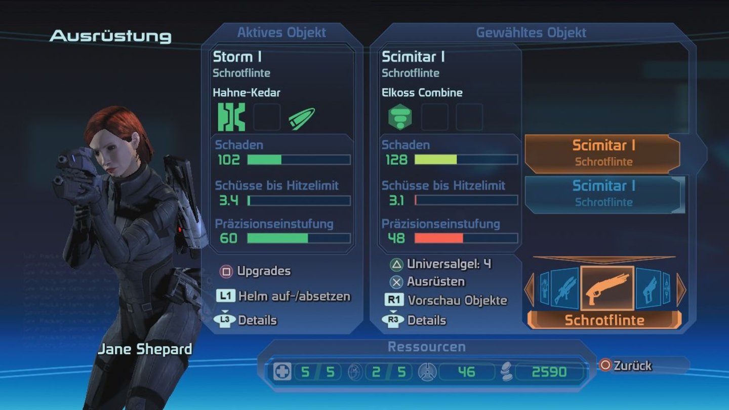 Mass Effect 3- PS3-VersionUnsere Waffen verbessern wir mit gefundenen Upgrades. So lange, bis ihnen kein Geth mehr standhält.