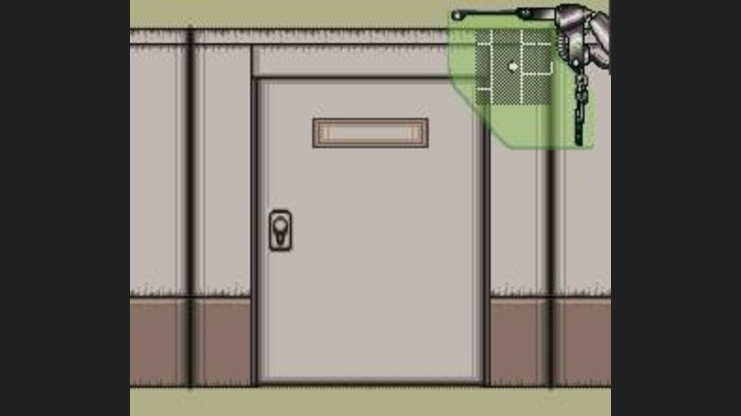 In front of a door in a dungeon