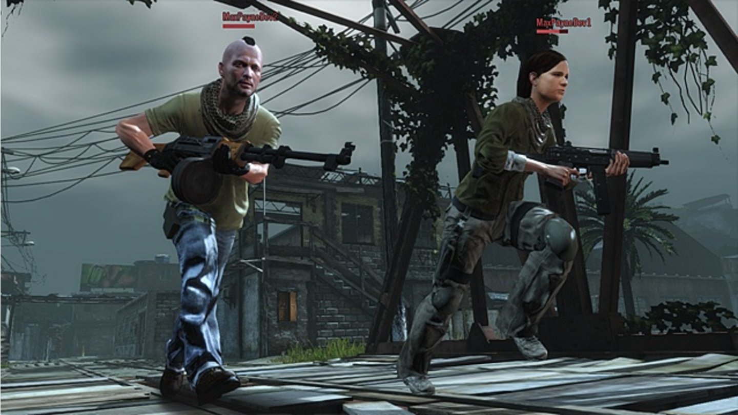 Max Payne 3 - MultiplayerGameStar-Autor Harald Fränkel (links) im Multiplayer-Modus von Max Payne 3