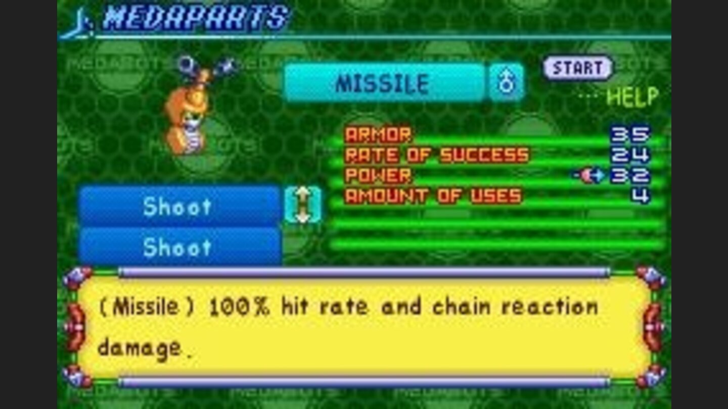 You can view detailed information on each MedaPart that you can attach to your MedaBot