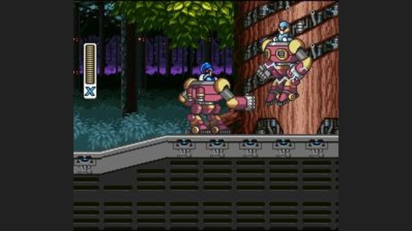 Mega Man fighting it out in Ride-Armour