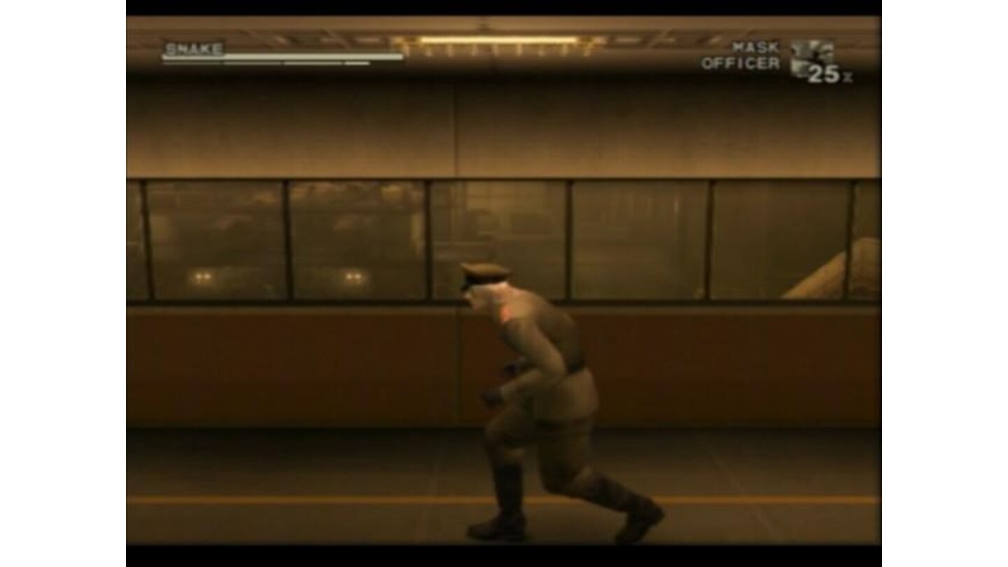 Even when wearing disguise, Snake doesn't have the ability to walk normally, but enemy guards obviously don't mind