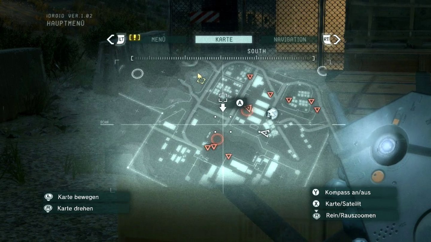 Metal Gear Solid 5: Ground ZeroesDas iDroid dient als nützliche Karte und zeigt zudem wichtige Missionsziele an.