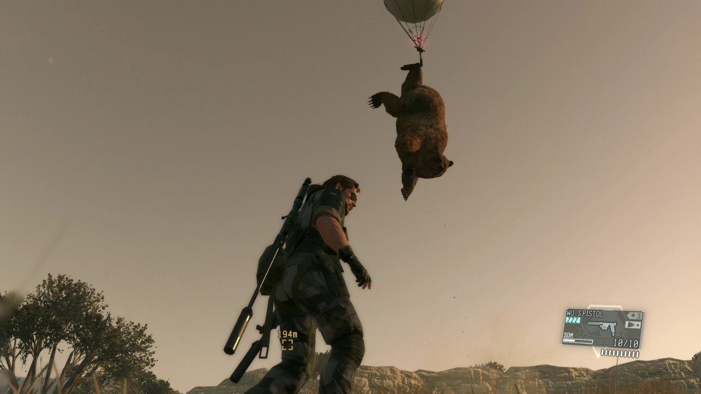 Metal Gear Solid 5: The Phantom PainWer Lust hat, geht unterwegs auf Tierjagd und hängt unter anderem einen Bären an den Fulton-Ballon.
