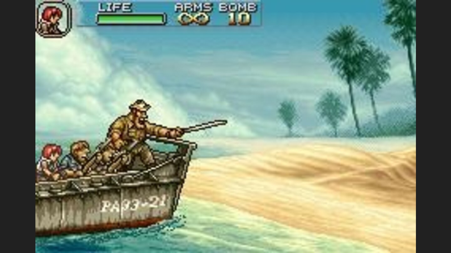 Disembarking of a ship, the troop is ready for the mission.