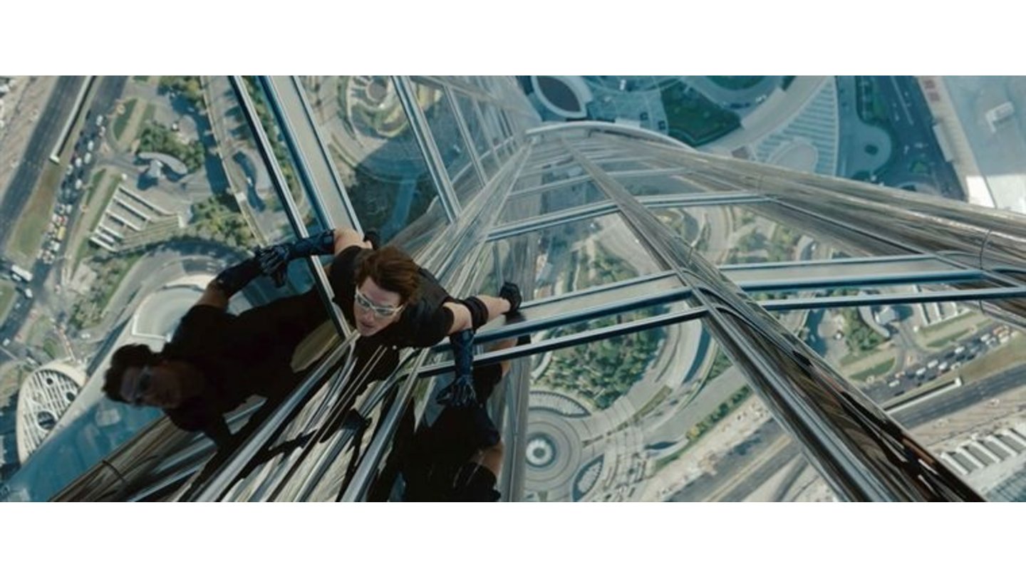 Mission: Impossible - Phantom ProtokollIm Film klettert Ethan Hunt an der Außenfassade des Burj Khalifa, dem höchsten Gebäude der Welt herum.(Paramount Pictures Germany)