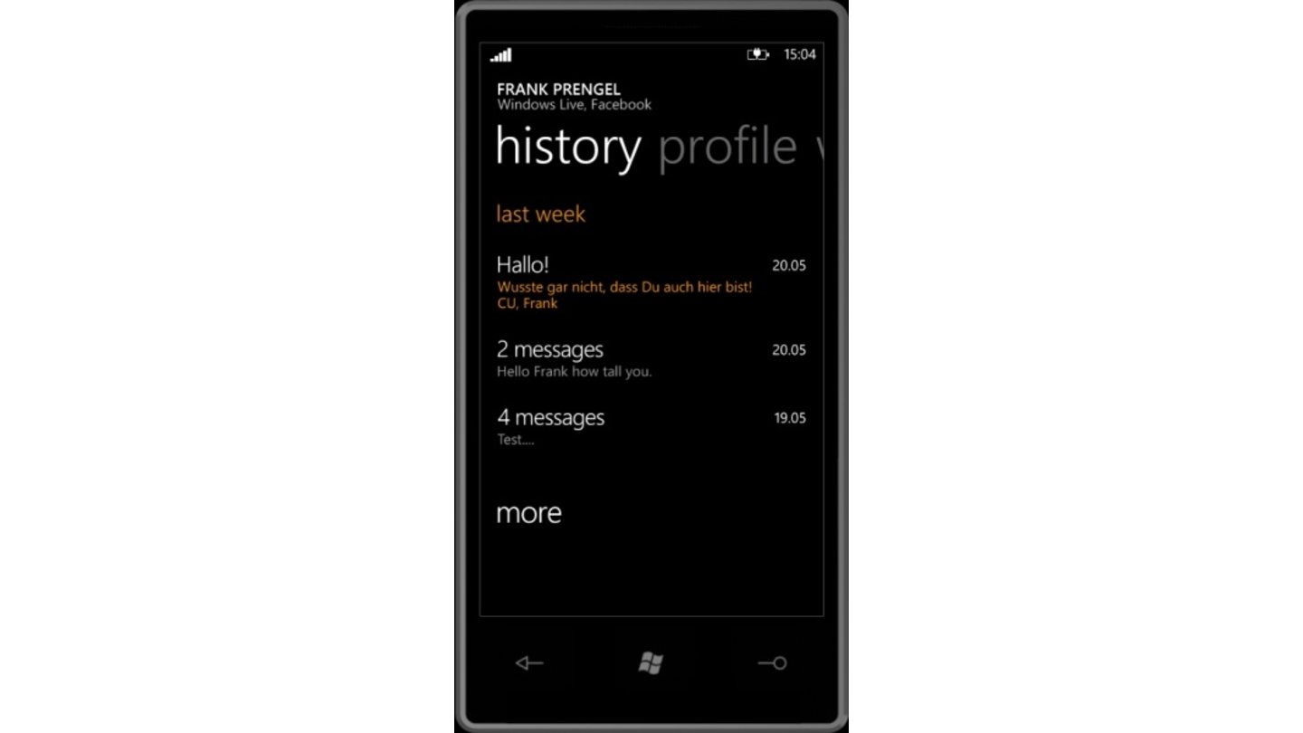 Auch bei E-Mails blendet Windows Phone künftig den bisherigen Schriftverkehr mit ein.