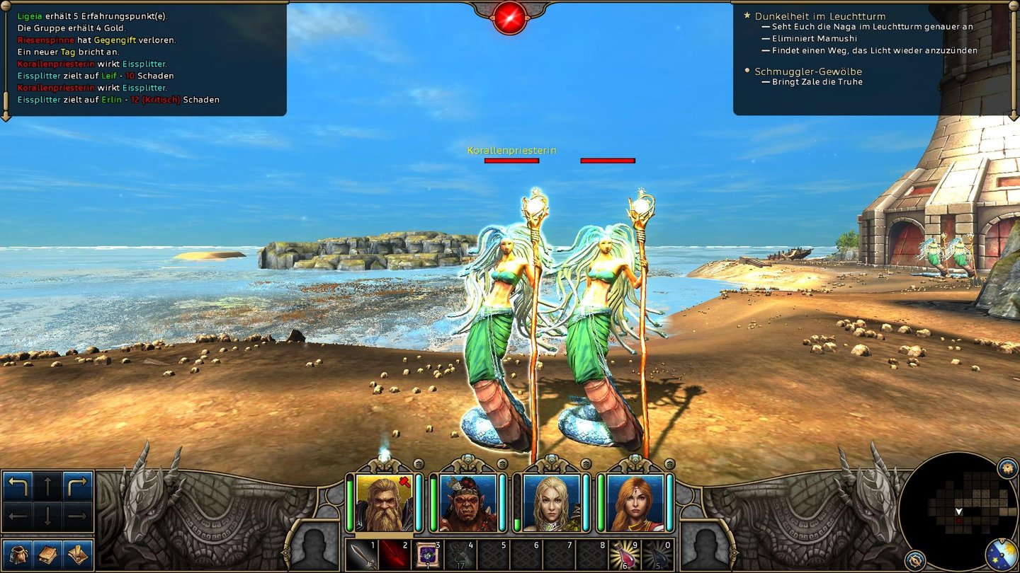Might & Magic 10 Legacy - Screenshots aus dem 1. AktDas Kampfsystem macht schon jetzt viel Spaß. Unten in der Mitte kann man unsere vier Helden sehen, denen wir Befehle zuweisen.