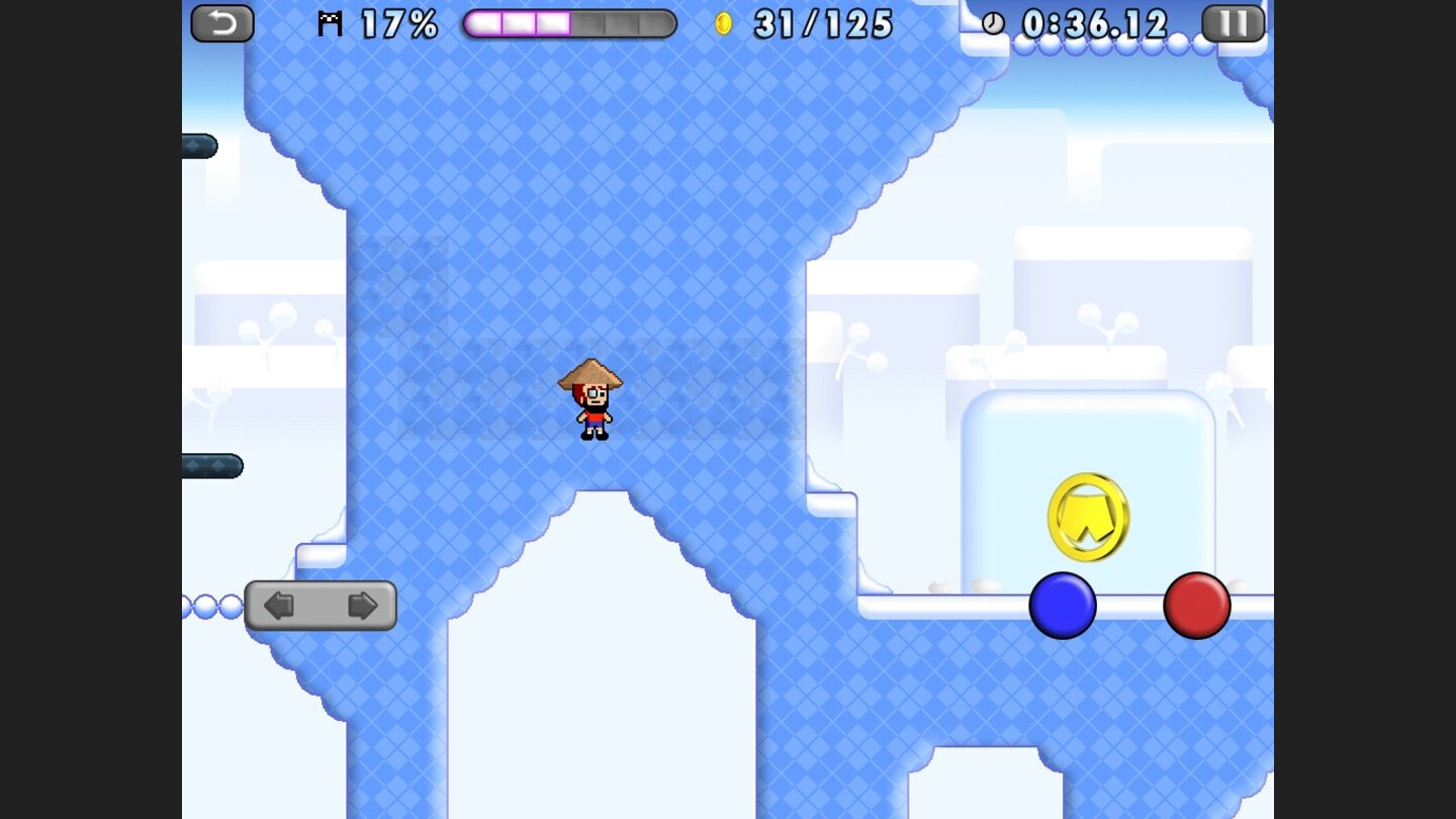 Mikey Shorts Begehrtes Kleidungsstück: Die goldenen Shorts finden sich in jedem Level.