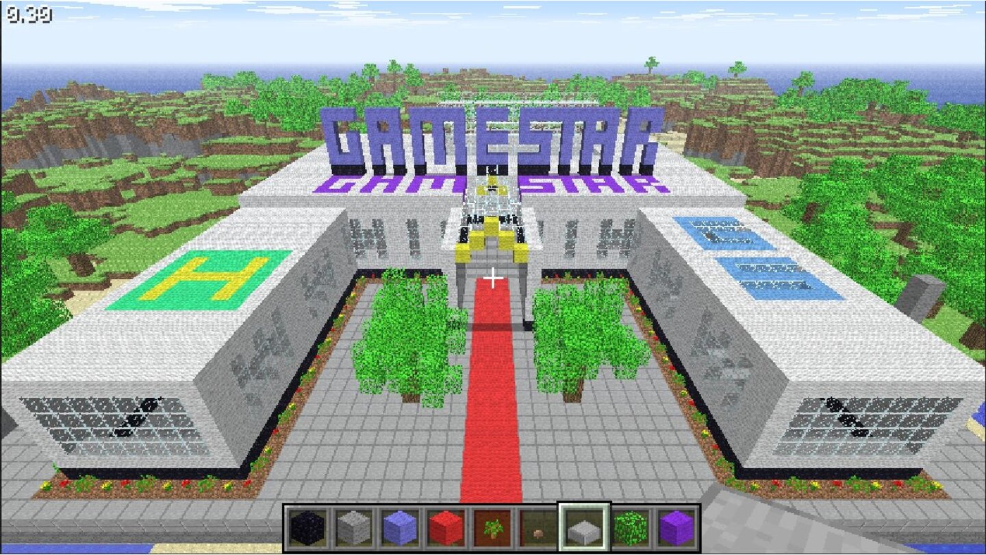 Minecraft - Interaktiv-WettbewerbPeppig präsentiert sich der Redaktionssitz von Christian Palme. Hubschrauberlandeplatz und Warten auf VIPs der Spielebranche.