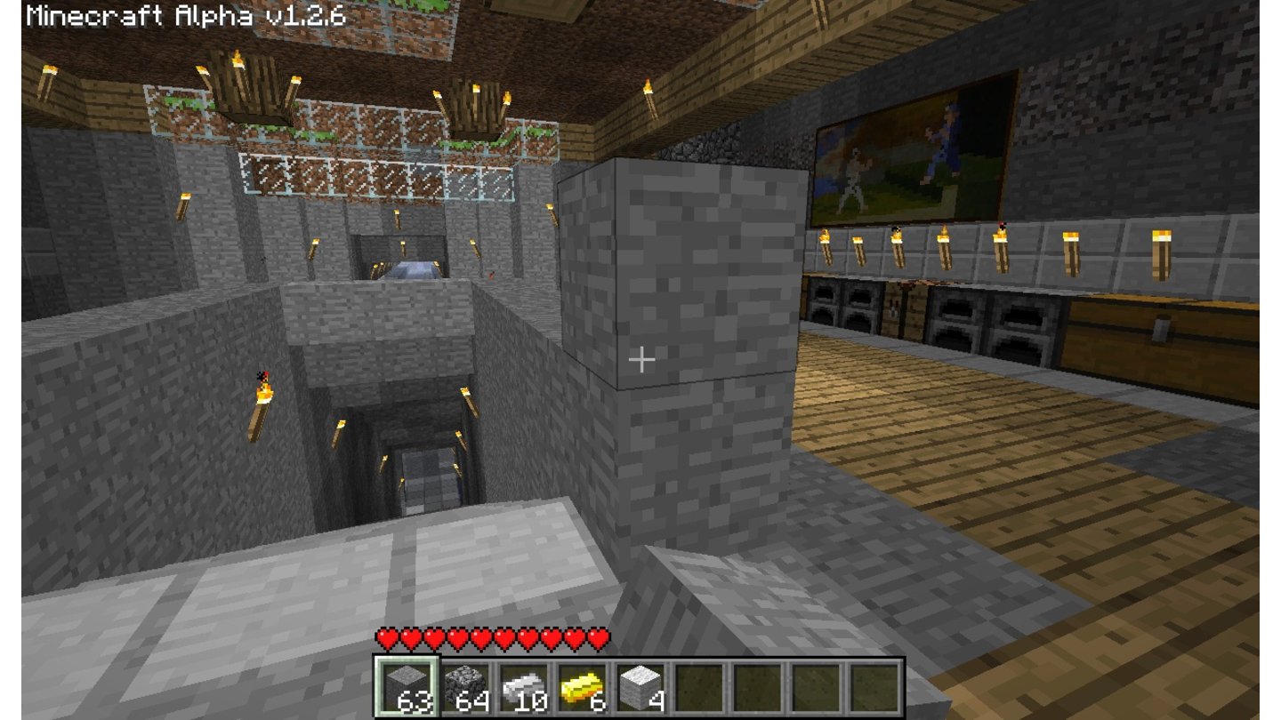 MinecraftSpaß am Bauen: Stein für Stein wachsen Häuser, Höhlen oder Konstruktionen wie unser Treppensaal heran.