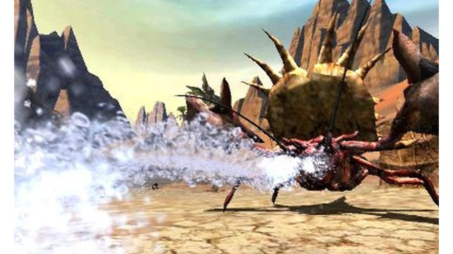 Monster Hunter 4 UltimateDer Daimyo (auch Dschungelkrabbe) ist ein riesiger Einsiedlerkrebs, der sowohl mit seinen Hörnern als auch mit Wasserschaum angreifen kann.
Komischerweise findet man den Krebs in der Wüste.