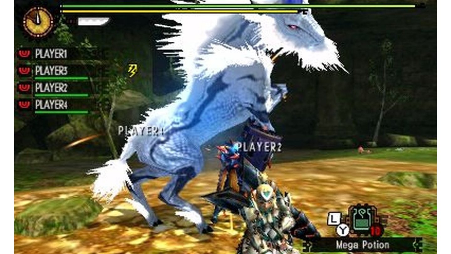 Monster Hunter 4 UltimateKirin, ein Drachenältester, macht uns mit Donnerattacken zu schaffen.