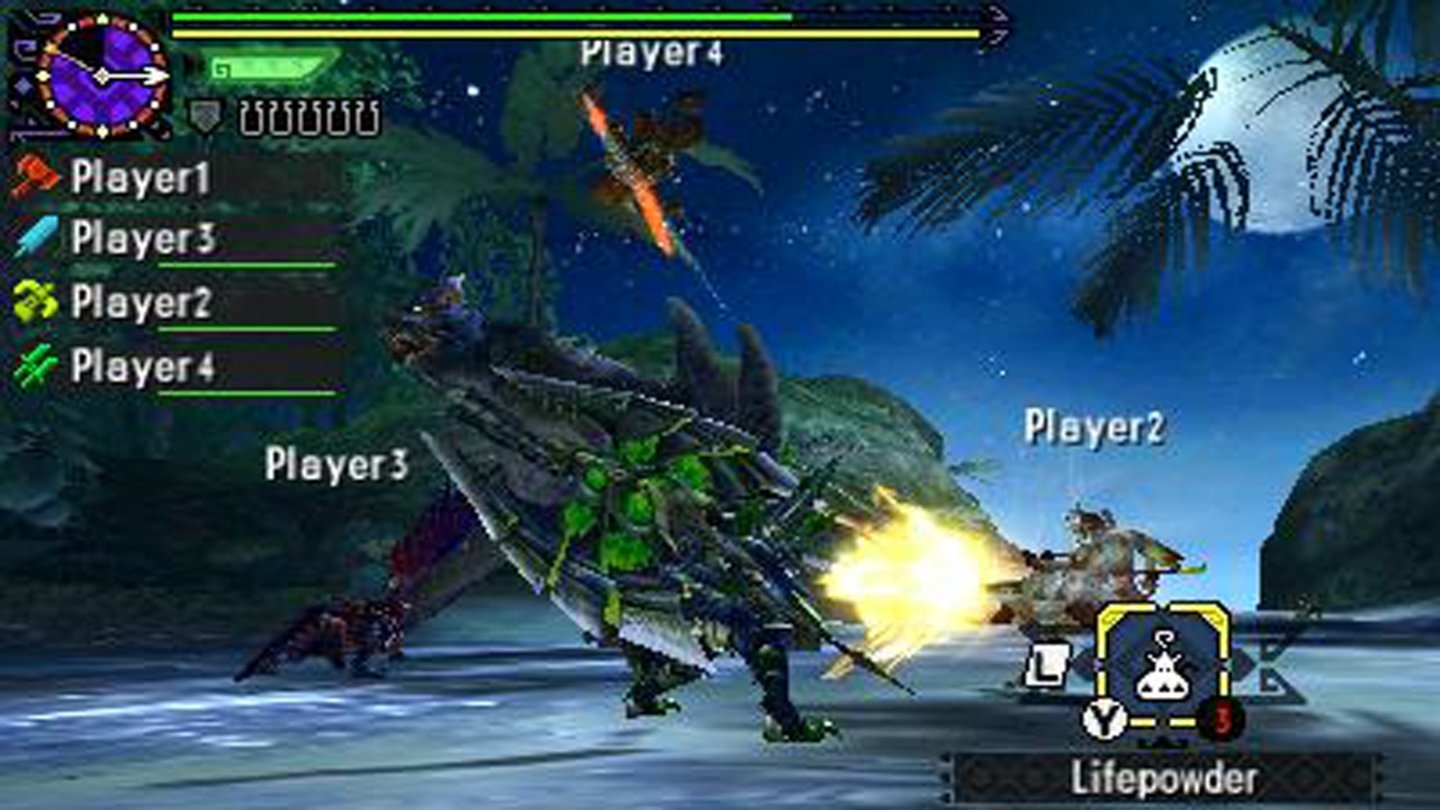 Monster Hunter GenerationsNatürlich können wir im Multiplayer-Modus wieder mit bis zu drei Mitspielern auf Monsterjagd gehen.