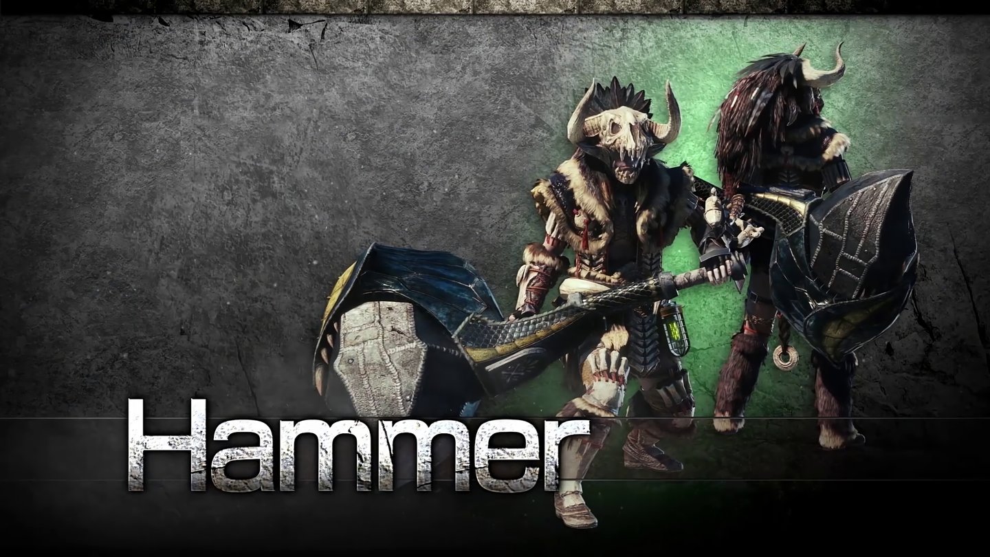 HammerJa, wie der Name vermuten lässt, kommt es mit dieser Waffe hammerhart. Sie hat nur eine kurze Reichweite, kann dafür aber mit einem aufgeladenen Schlag ein Monster sofort betäuben. Das richtige Timing mit dem Hammer ist aber ziemlich knifflig. Ihr müsst die Monsterbewegungen und seine Angriffsmuster gut studiert haben, um mit dem Hammer den Nagel auf den Kopf zu treffen.