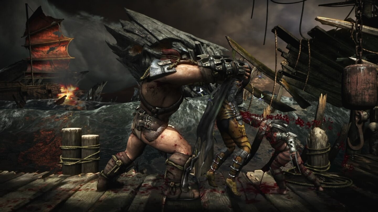 Mortal Kombat XDas Gespann Ferra und Torr teilt sich die Arbeit: Während Gigant Torr die Muskeln spielen lässt, langt Ferra ordentlich mit ihren Klingen zu.