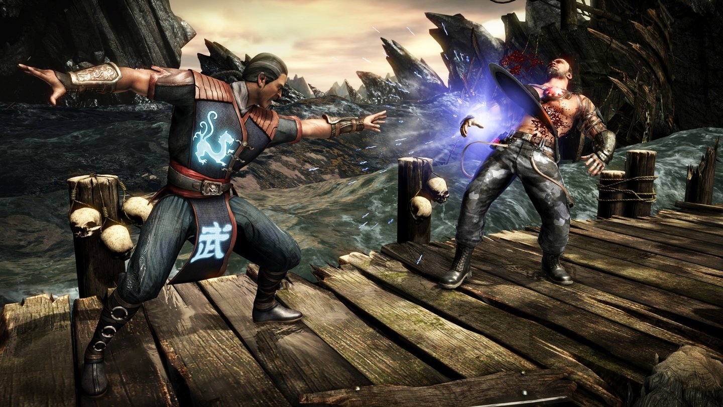 Mortal Kombat XGutes Beispiel für die völlig überzeichnete Gewalt: Was normalerweise schon tödlich sein müsste, ist in MK X ein ganz normaler Angriff.