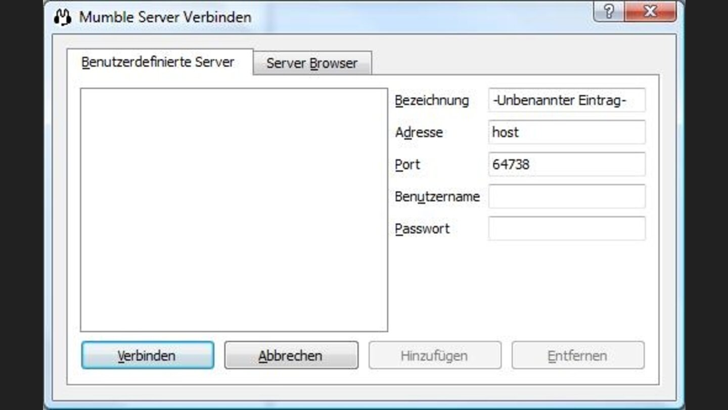 Server manuell verbinden