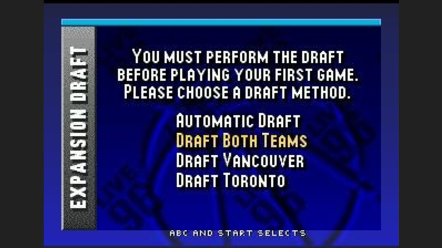 Draft. There are two new teams - Raptors and Grizzleys.