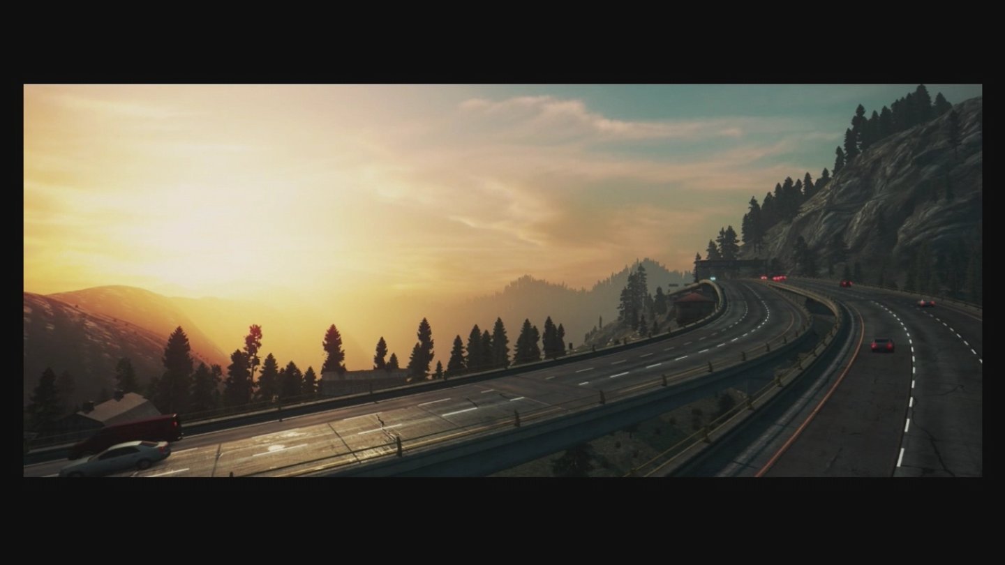 Need for Speed: Most WantedDass Fairhaven ein großer Spielplatz mit vielen Facetten ist, erkennt man hieran: Hier sehen wir noch idyllische Autobahn, ...