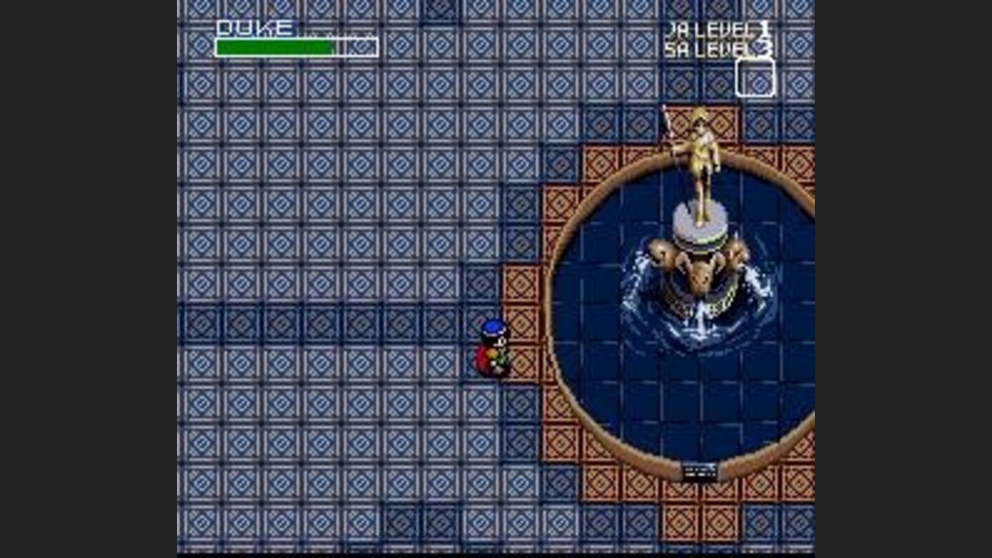 Large room with a statue