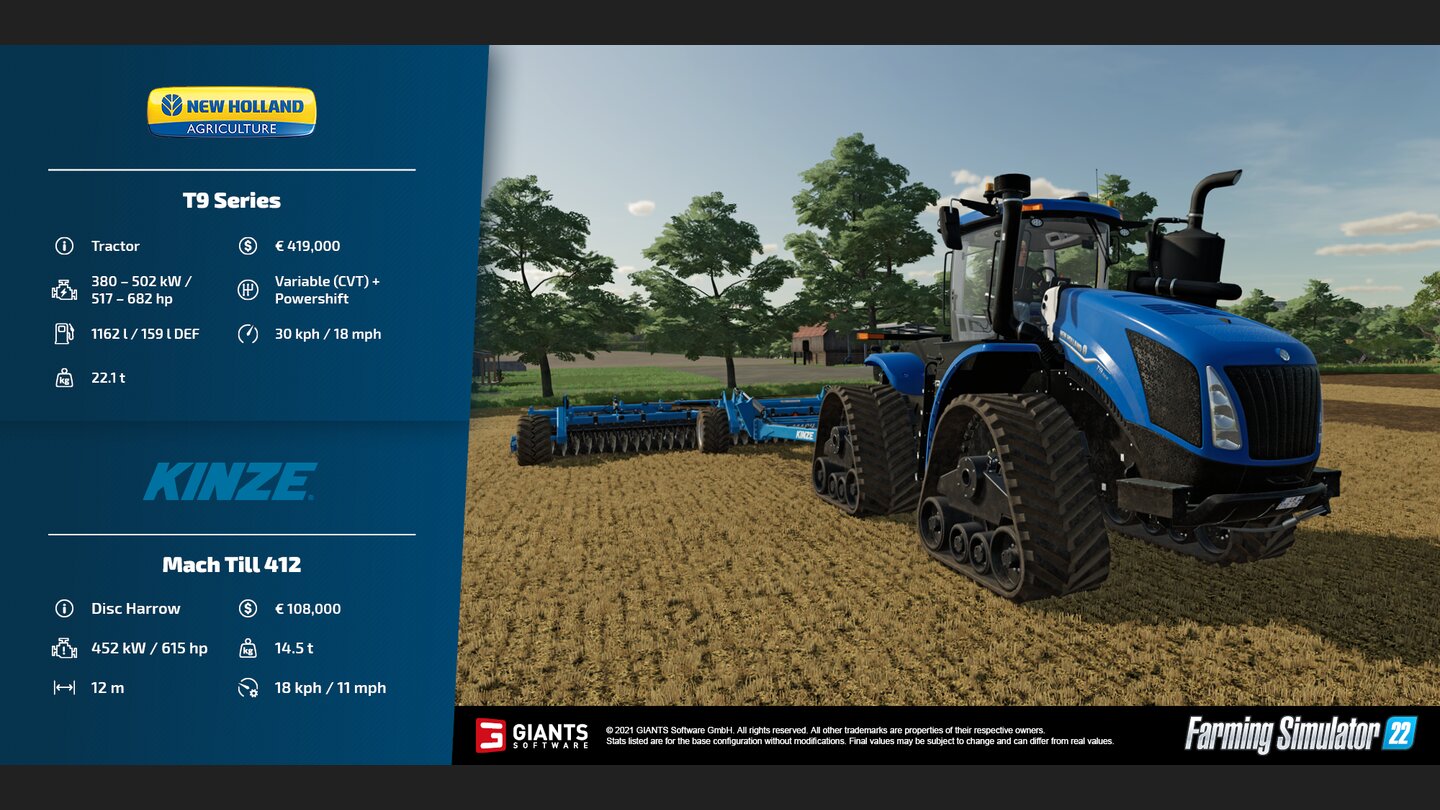 Landwirtschafts Simulator 22
New Holland T9 Series und Kinze Mach Till 412