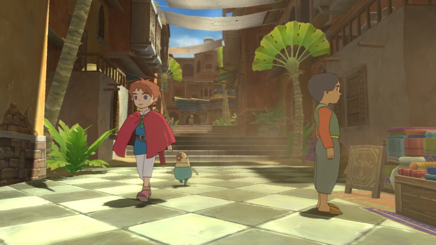 Ni no Kuni: Der Fluch der weißen KöniginDas Design der Anderswelt ist wesentlich Fantasy-lastiger ausgefallen, als das von Olivers Heimat.