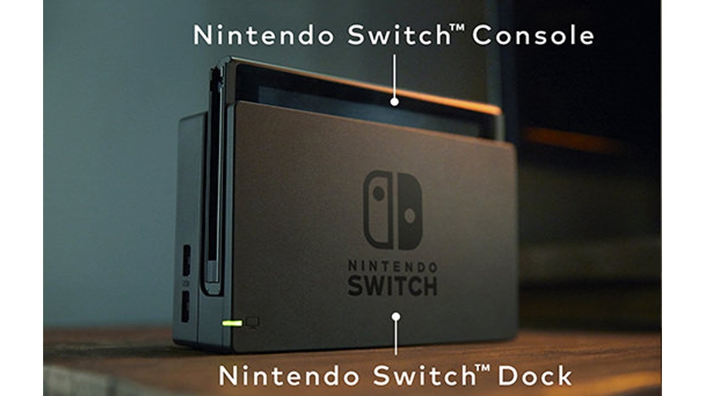 Nintendo Switch (Nintento NX)Zuhause schiebt man den Handheld einfach in die Docking-Station - so kann man die Spiele auf dem heimischen Fernseher genießen.