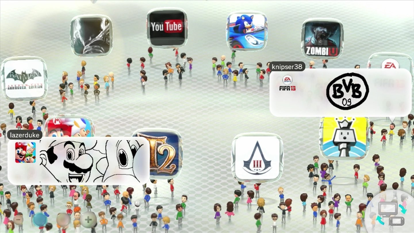Nintendos Miiverse ist eine Social Networking Plattform inklusive Freundesliste. Auch kleine Zeichnungen oder Nachrichten lassen sich austauschen.