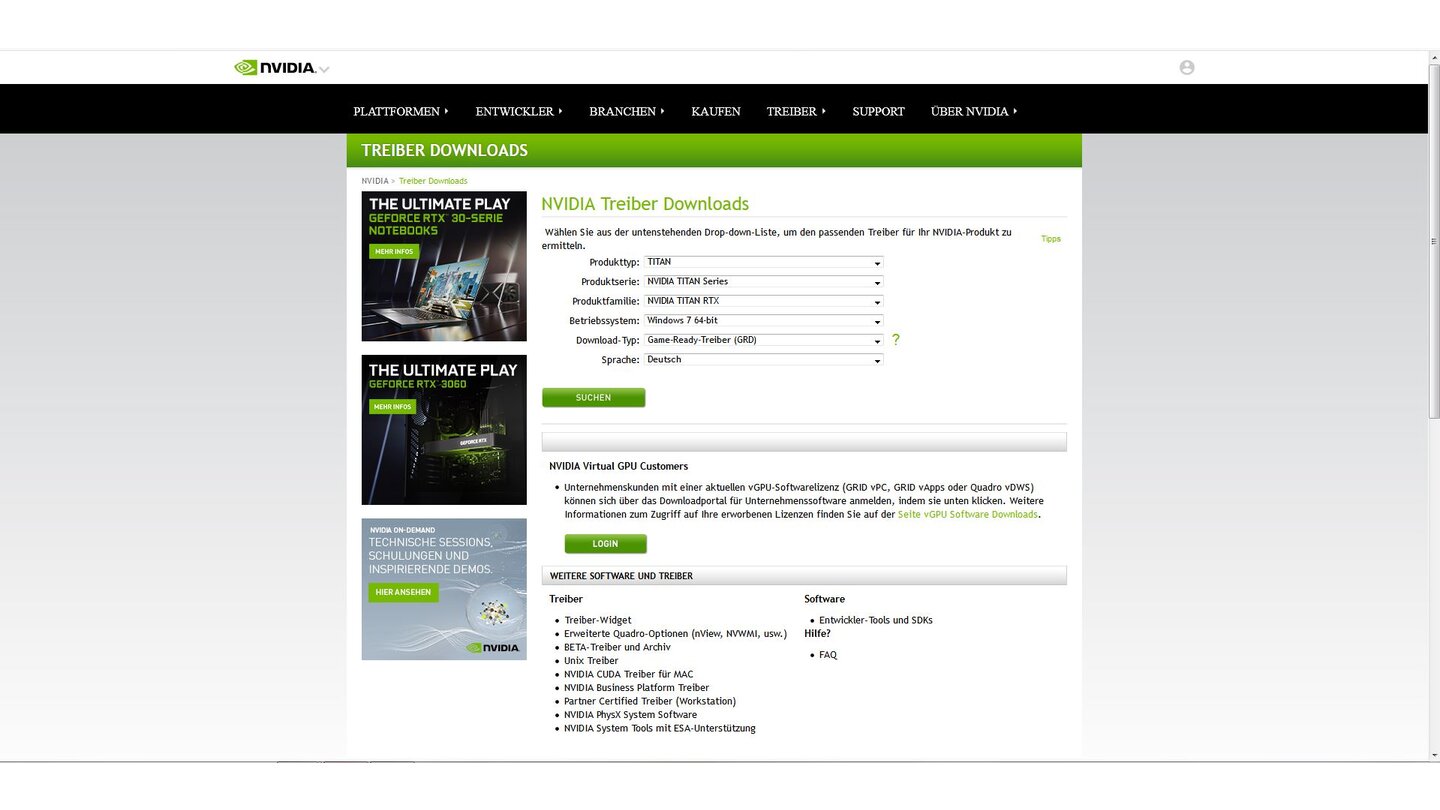 Nvidia-Treiber-Download