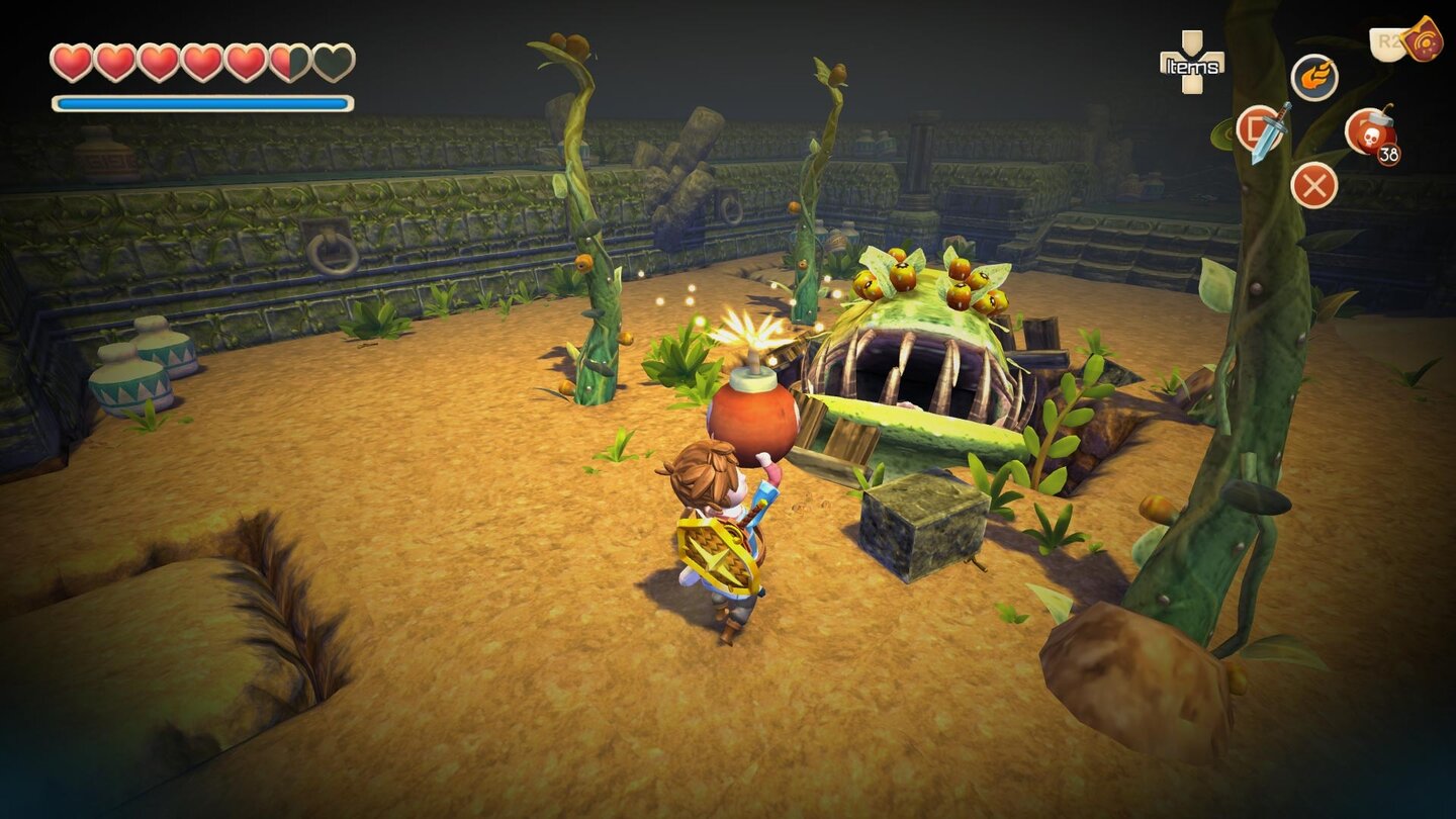 Oceanhorn: Monster of Uncharted SeasBevor wir den Schatz eines Dungeons bergen, muss erst der Bossgegner dran glauben.