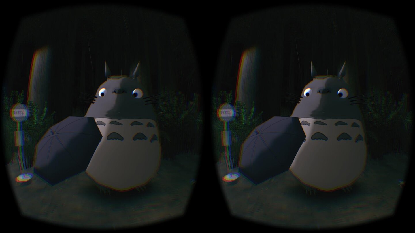 Der große Totoro wirkt in 3D mit der Oculus Rift DK2 besonders beeindruckend und auch die Regeneffekte in »My Neighbour Totoro« wissen zu gefallen.