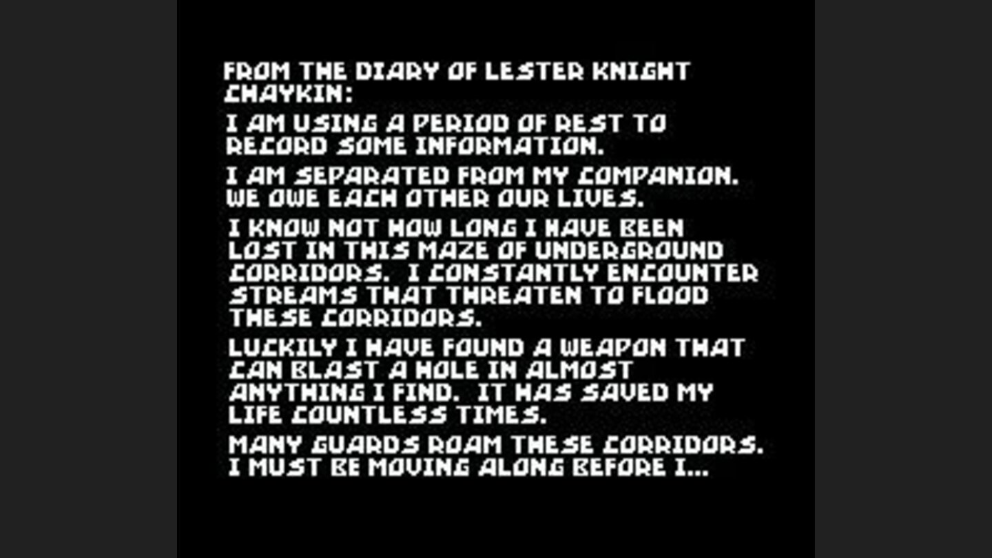Lesters diary. Added for SNES and Genesis versions. I think it looks better in SNES version (see my screenshot of it),