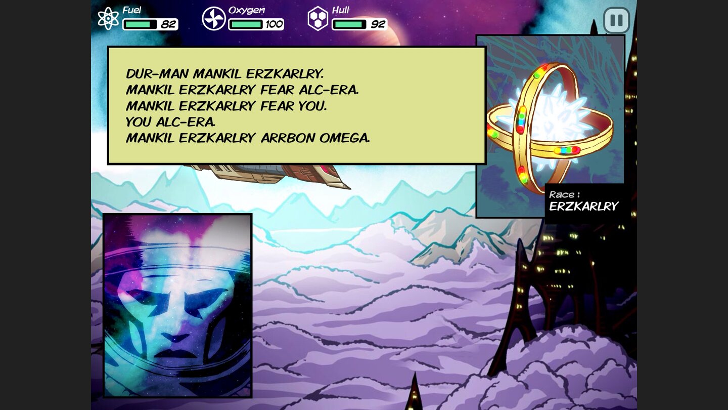 Out ThereIch möchte diesen Teppich nicht kaufen: Nicht nur zu Spielbeginn sind die Unterhaltungen mit fremden Spezies gewöhnungsbedürftig.