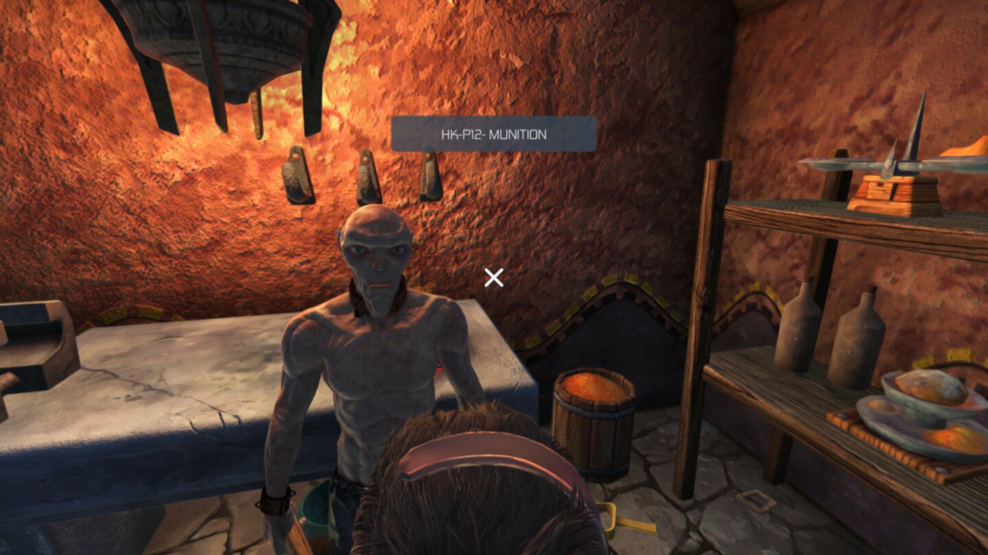 Outcast: Second ContactFinden wir Ressourcen in der Welt, stellen uns die Talaner daraus Items wie Munition her.