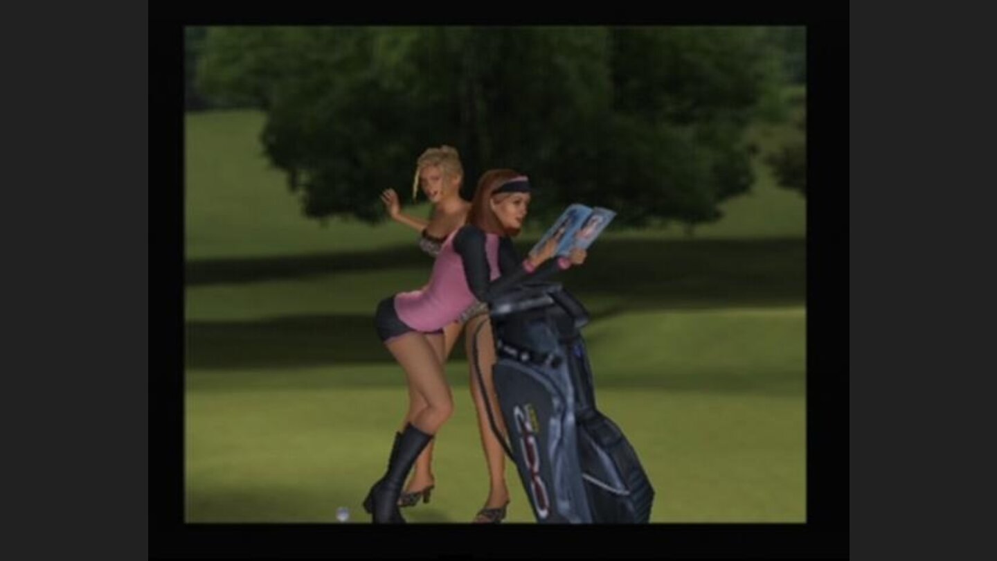 Summer is spanking her caddy as a sort of a good luck charm for the next hole