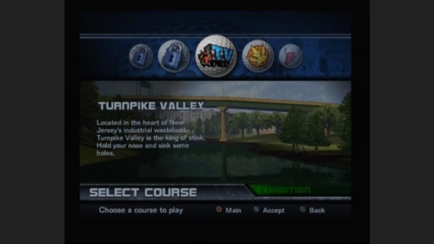 Course selection screen