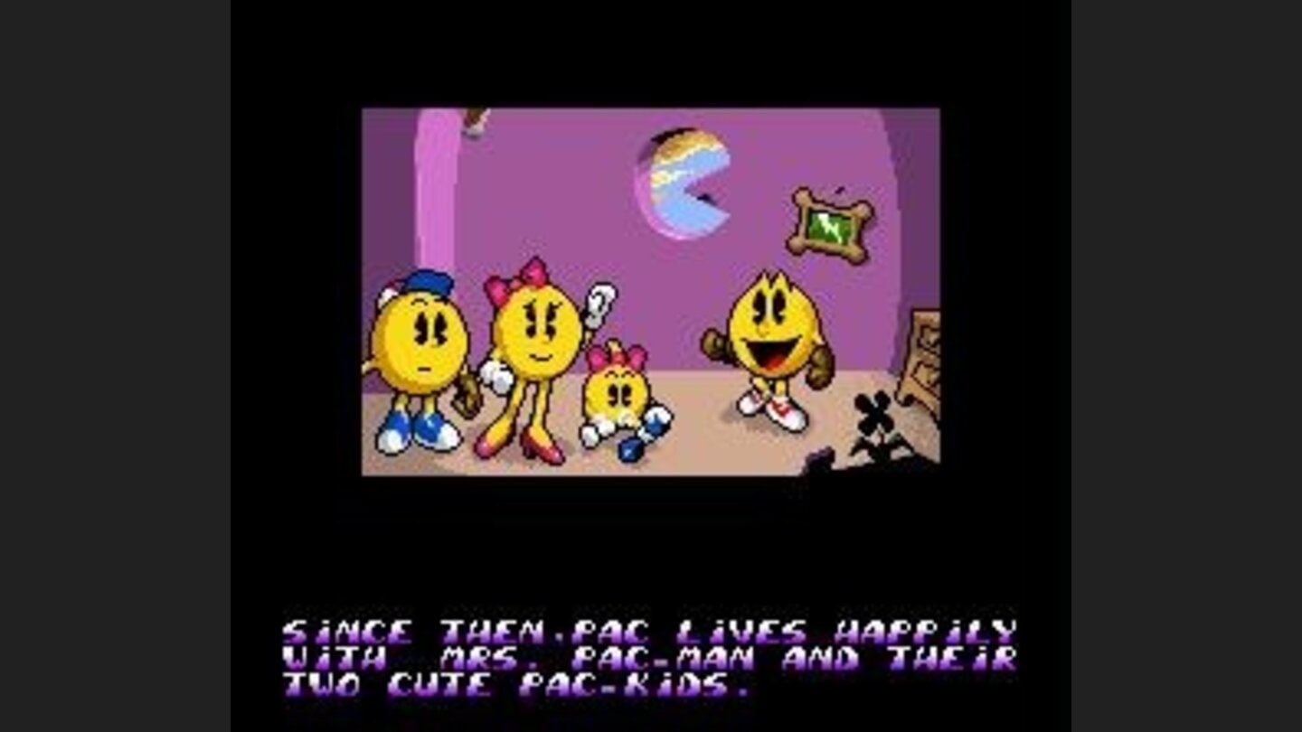 Introduction frame ? Before starting the adventure, Pac-Man meets his family.