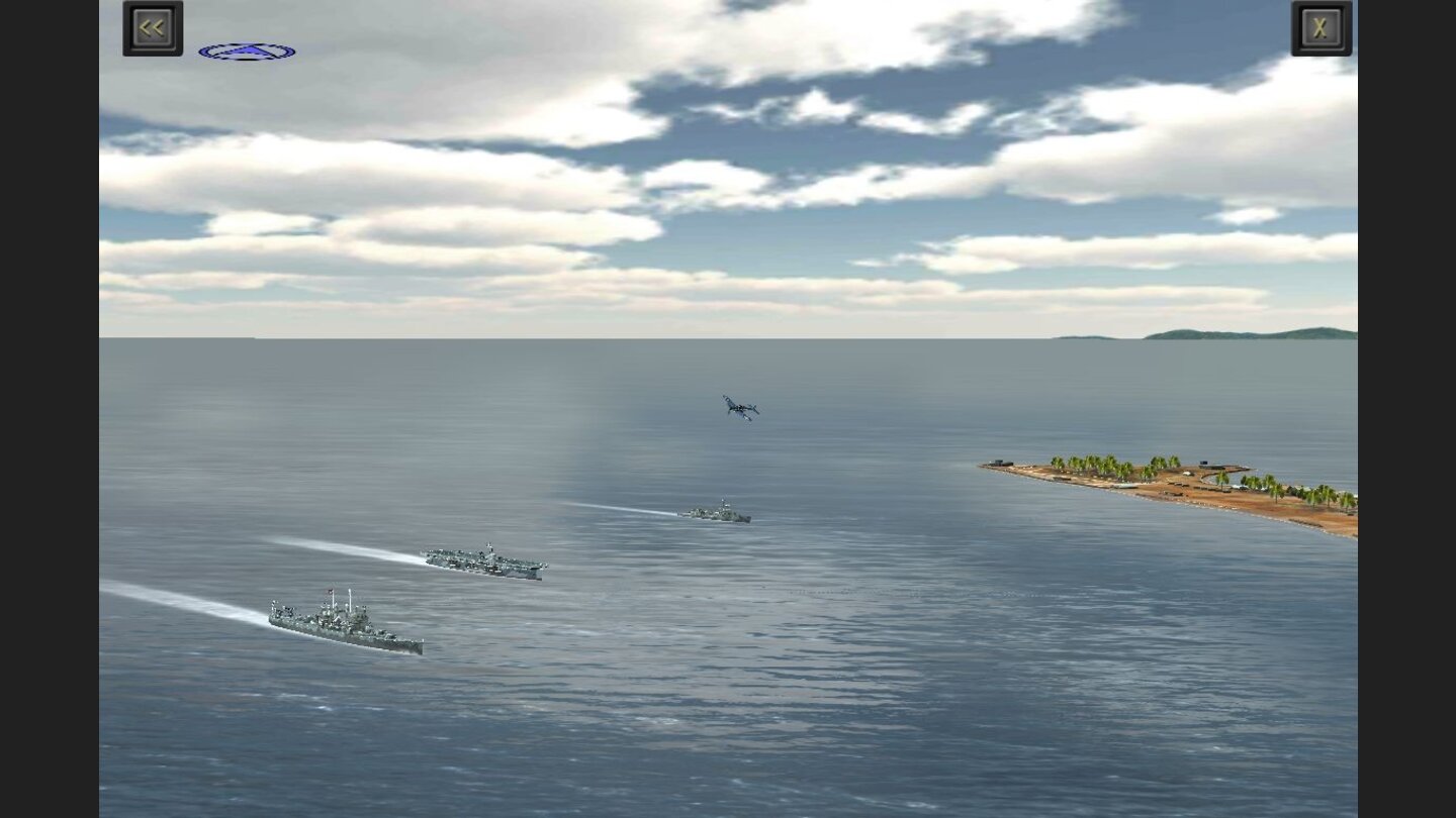 Pacific FleetZur Abwechslung greift man mit seinen Schiffen in verschiedenen Missionen auch Stützpunkte auf Inseln an.