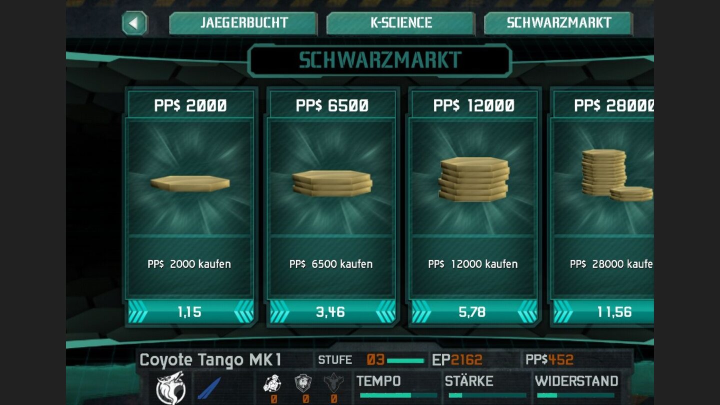 Pacific Rim...in dem man dann gegen Echtgeld Spielwährung kaufen kann. Und das trotz stattlichem Preis von 3,69 für das Spiel.
