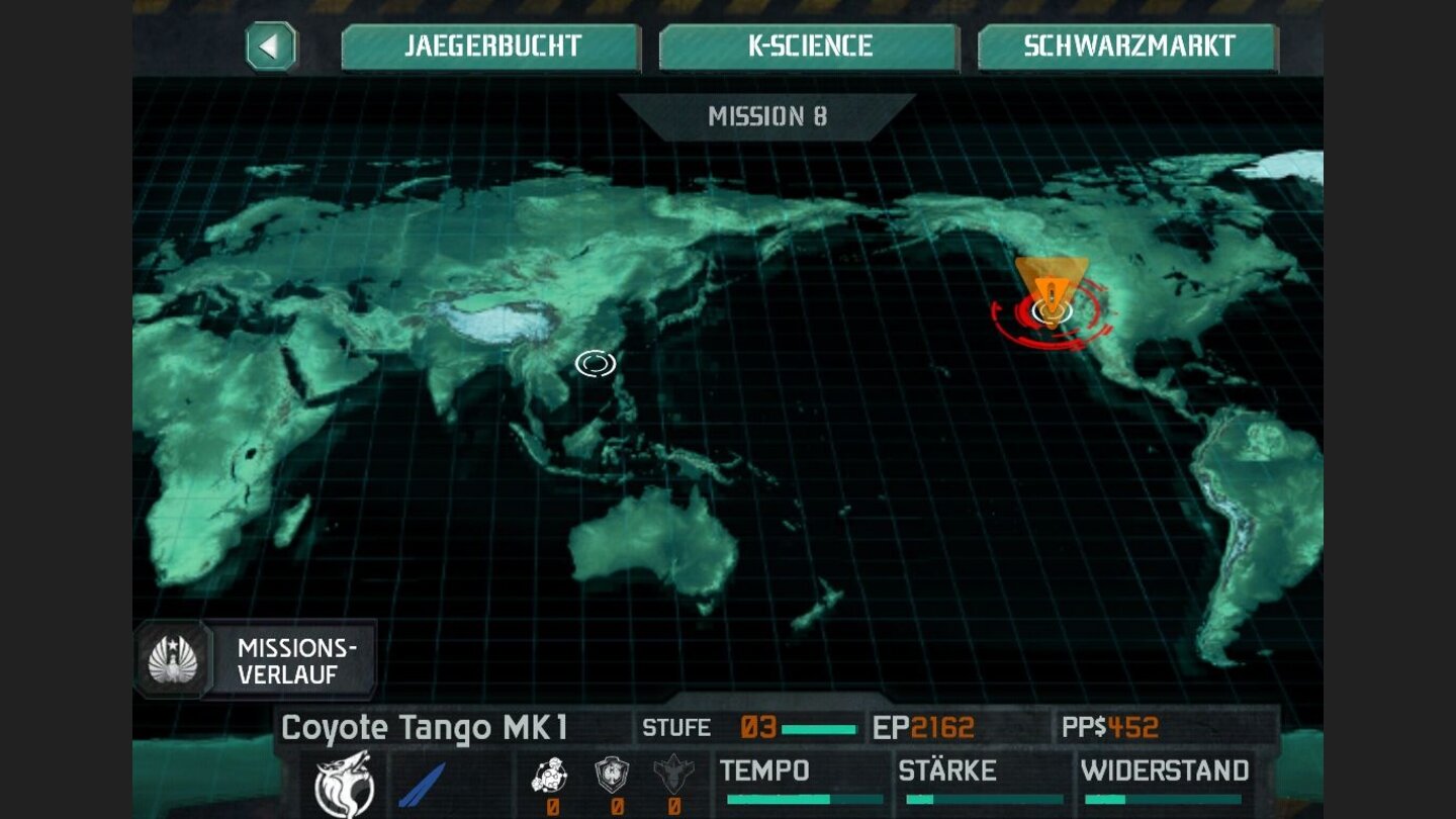 Pacific RimAuf der Weltkarte wählen wir unsere Einsatzorte an beiden Pazifikküsten aus.