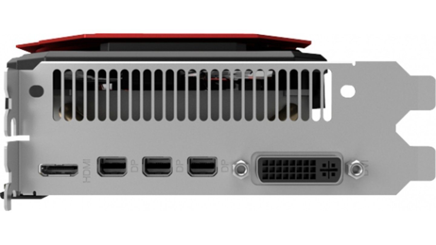 Genau wie beim GTX-970-Modell stehen auch bei der Palit Geforce GTX 980 Super Jetstream neben einem DVI-Anschluss lediglich Mini-Versionen von Display- und HDMI-Ports zur Verfügung.