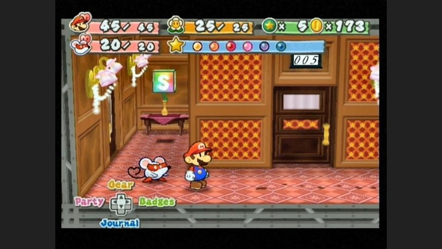 Mario and a party member aboard the Excess Express.