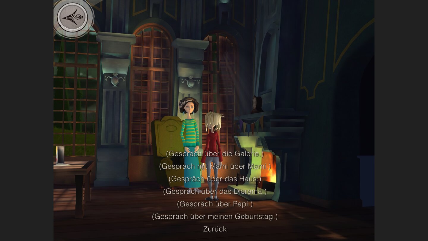 Perils of ManAusschweifende Dialoge erwarten uns nur im ersten Akt. Hier können wir aus zahlreichen Gesprächsthemen mit der Mutter wählen.