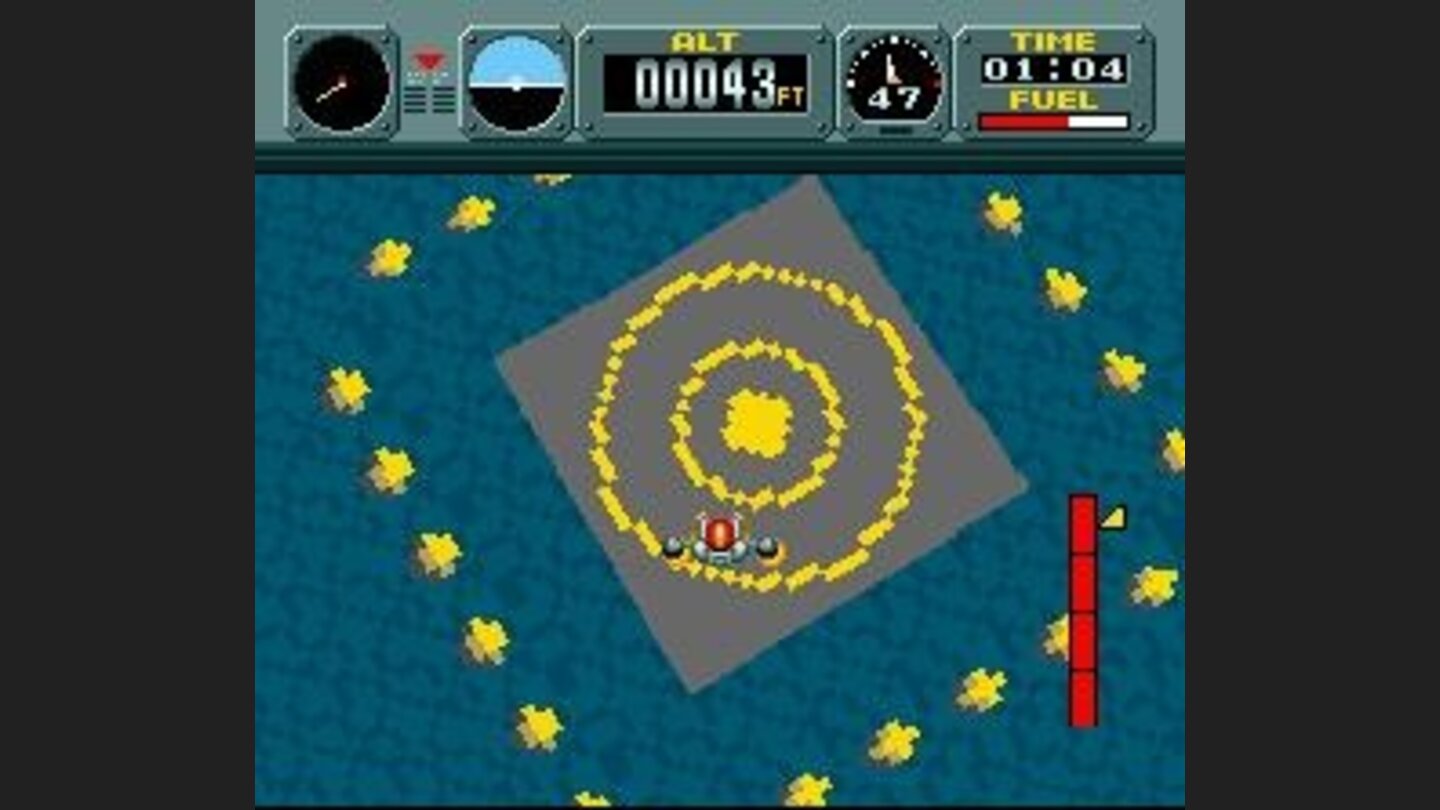 The overhead view (rocketbelt only) can aid you with landing